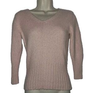 Vtg Apostrophe Barbiecore Fairycore Angora Knit Sweater 3/4 Sleeve Petite Size 4